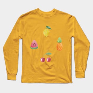 White watercolor fruit quad Long Sleeve T-Shirt